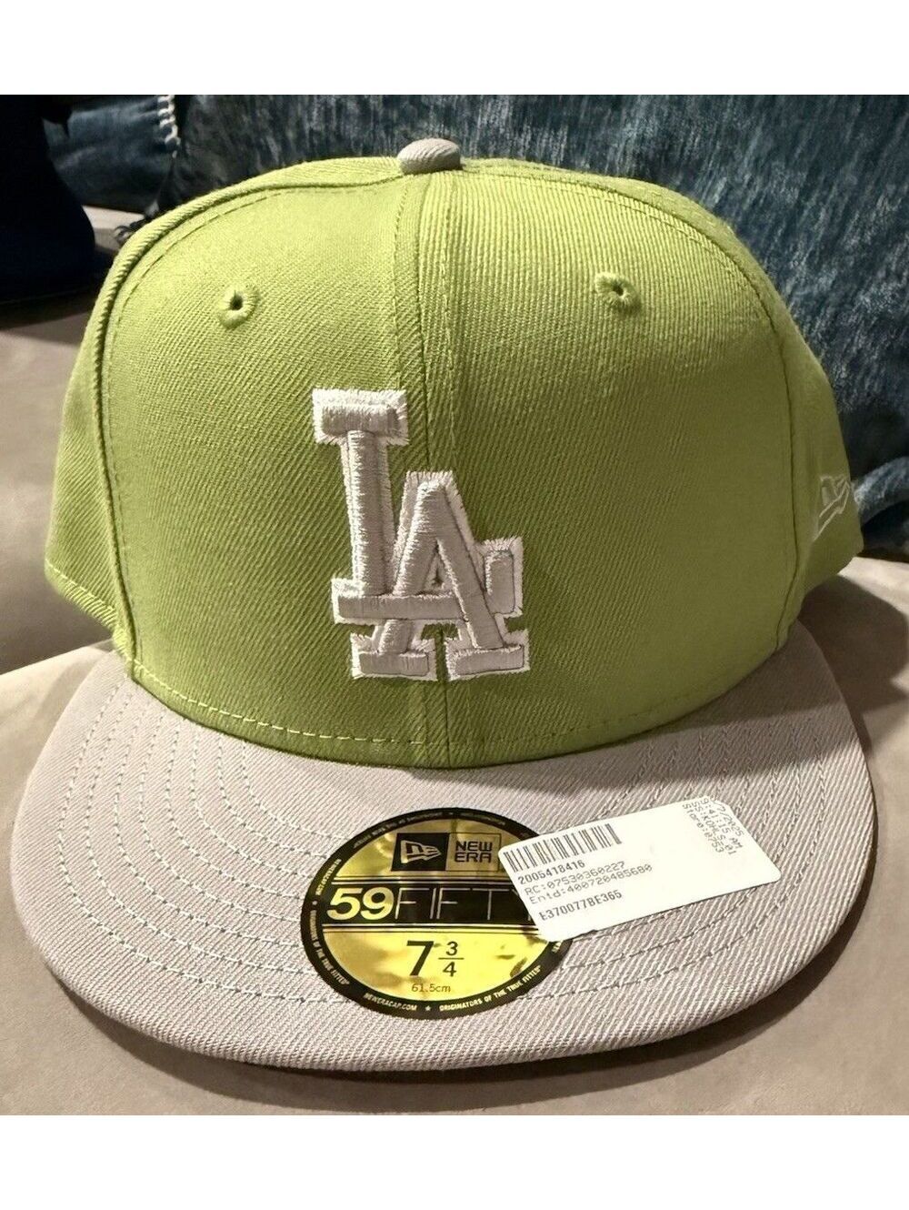 LA Dodgers New Era 59FIFTY Fitted Hat Green Gray 7 3/4 MLB